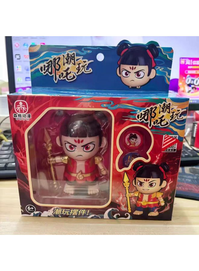 Tide Play Nezha Top Toy Acrylic Building Blocks Show Children's Toys Nezha Watch Backpack Pendant Ornaments-Color:Display Boxed - Image 1