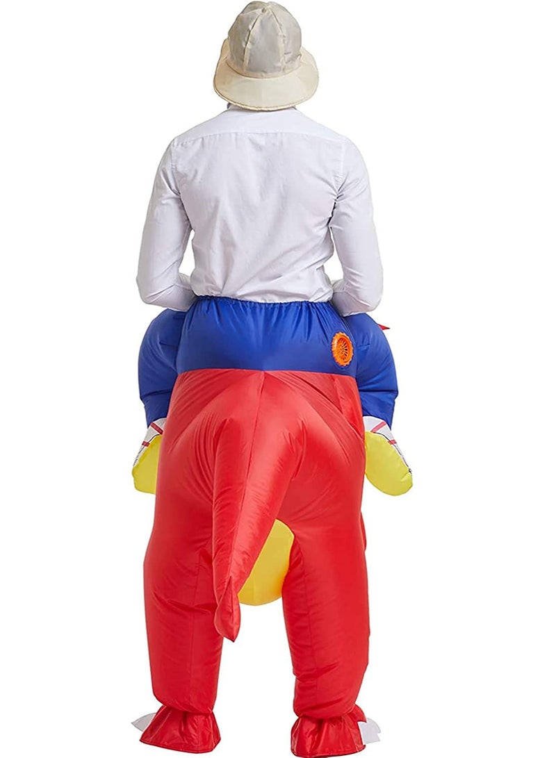 SYOSI زي تنكري ديناصور قابل للنفخ تي ريكس زي حفلة مضحك باللون الأحمر - Image 4