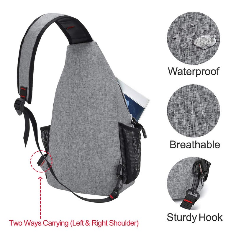 MOSISO Rope Sling Backpack (Up to 13 inch), Multipurpose Crossbody Chest One Shoulder Outdoor Travel Hiking Daypack, Gray - Image 5