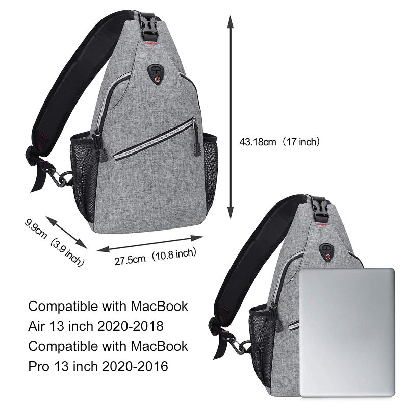MOSISO Rope Sling Backpack (Up to 13 inch), Multipurpose Crossbody Chest One Shoulder Outdoor Travel Hiking Daypack, Gray - Image 3
