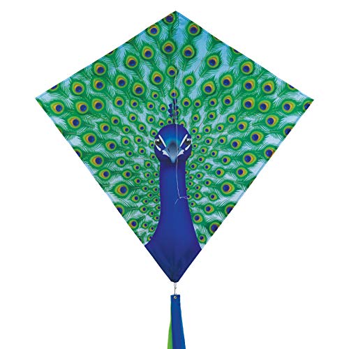 In the Breeze 3291 Peacock 30inch Diamond Kite Single Line Fun Printed Design Includes Line and Bag - Image 1