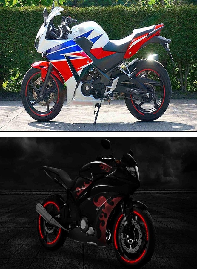 Allure Auto® 16" Reflective Wheel Rim Stripe Decal for Motorcycle Car Cycling Bike Bicycle Night Reflective Safety Decoration Stripe Rim Reflective Stickers DIY (Red) for Honda City Idtec - Image 5