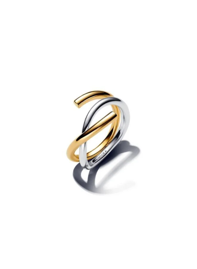 PANDORA Organically Shaped Two-tone Double Ring