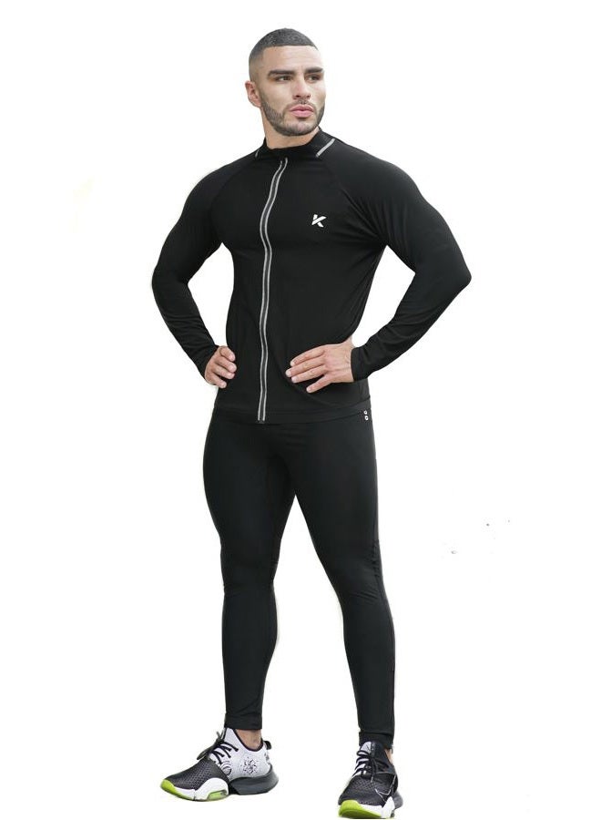 Kewlioo Men's Full Sauna Suit Shirt and Pants Combo - Heat Trapping Sweat Compression Vest & Pants, Sweat More & Look Great, Gym Workout Exercise Versatile Heat Shaper Shaper Jacket (Black, L) - Image 2