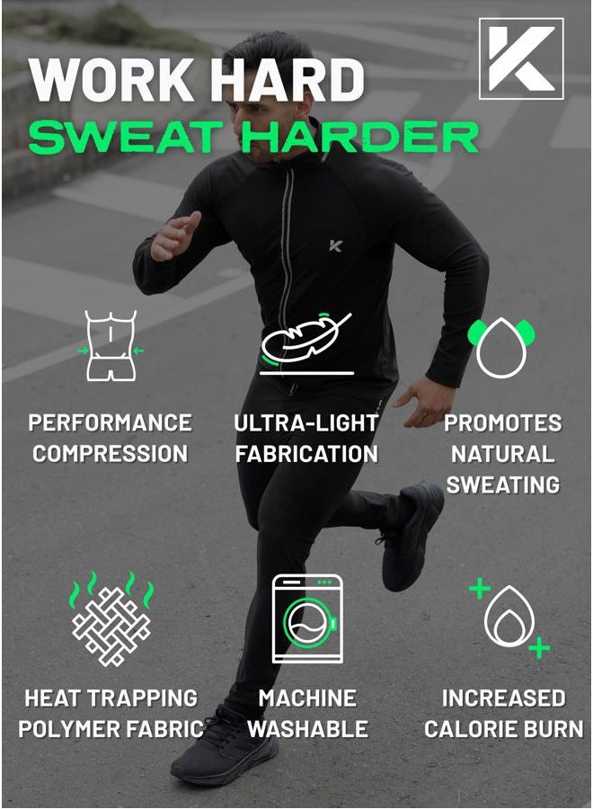 Kewlioo Men's Full Sauna Suit Shirt and Pants Combo - Heat Trapping Sweat Compression Vest & Pants, Sweat More & Look Great, Gym Workout Exercise Versatile Heat Shaper Shaper Jacket (Black, L) - Image 5