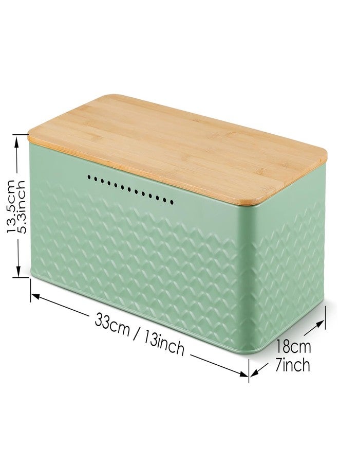 Phyllia Bread Box, Metal Bread Storage Container with Bamboo Lid Usable as Cutting Board, Breadbox Food Holder Bin for Kitchen Countertop Bakery Snack Utensils Organizer 13 x 7 x 5.3 inch (Green) - Image 5