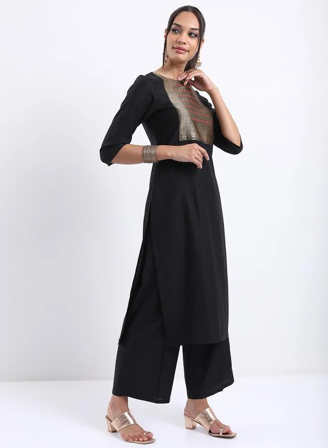 Vishudh Vishudh Women Black Printed Kurta Set with Dupatta