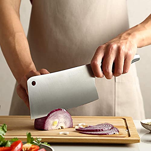 yomith Stainless Steel Home Kitchen Chef Knife, Santoku Knife, Cleaver knive Comfortable Handle Sharp Knife for Cutting, Chopping, Slicing, Fruits Vegetables and Meat (1 PCS C-C) - Image 2