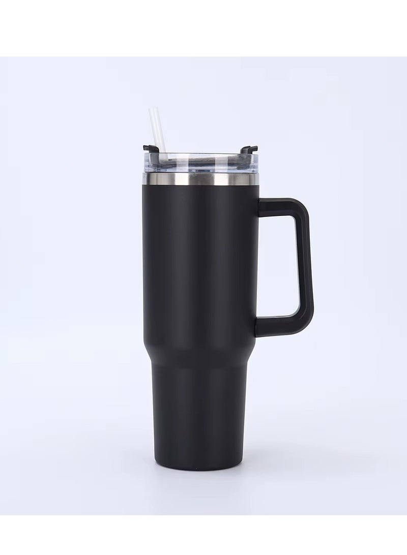 Stainless Steel Mug, 1200 ml Stainless Steel Mug with Straw and Handle, Insulated Mug with Lid Travel Mug, Stainless Steel Coffee Mug for Hot Iced Drinks, Travel Mug with Handle