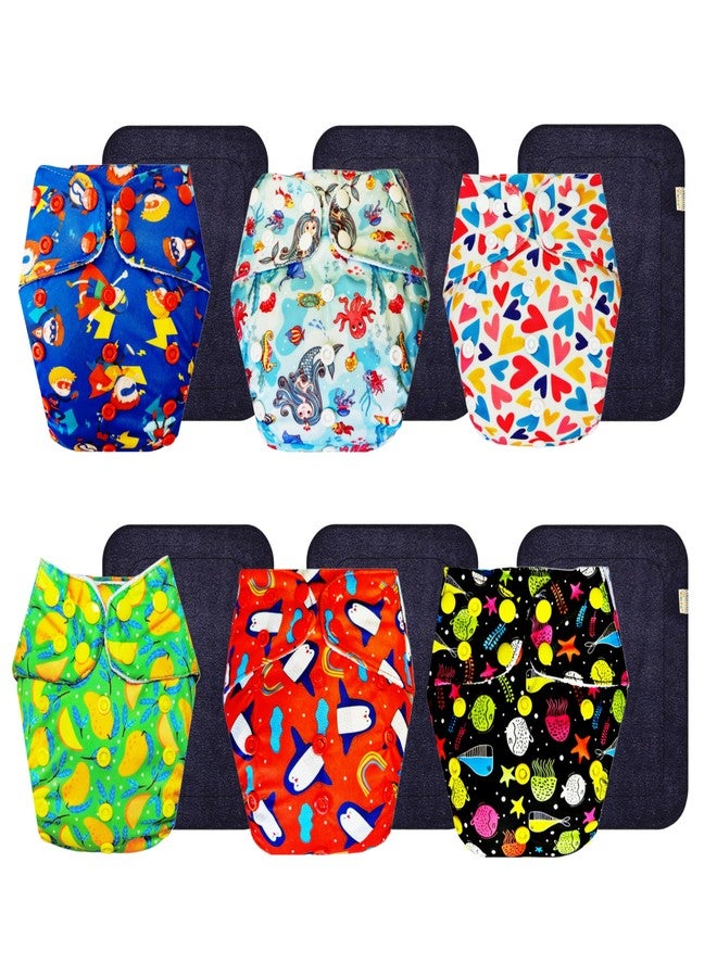 Dumbledo Premium Cloth Diaper with Black Insert (Pack of 6) | Soft & Gentle | Leakproof | Easy to Clean | All-Day Wear | 3 Months - 3 Years | Unisex Baby - Image 1