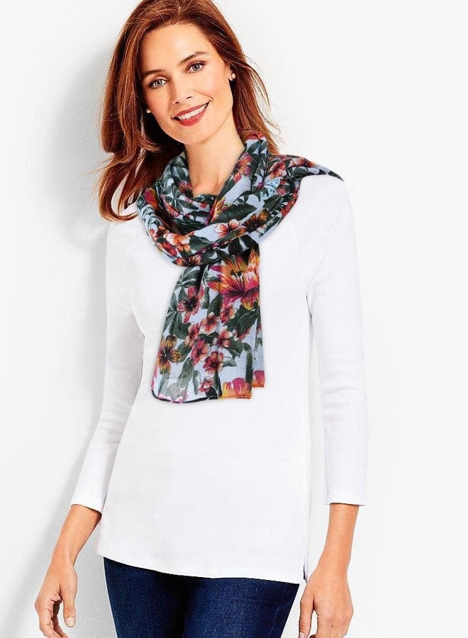 جيرينلي وشاح خفيف الوزن من جيرينلي، مزين بطبعة زهور أنيقة، مصنوع من القطن، مناسب للنساء، وشاح رأس، هدية صيفية، أزرق مخضر، مقاس متوسط - Image 3