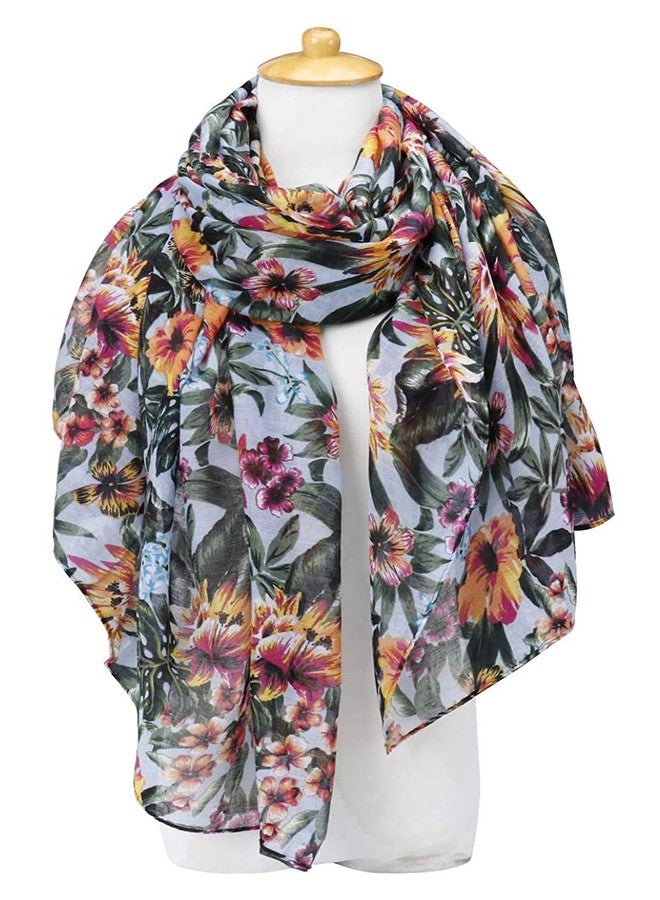 جيرينلي وشاح خفيف الوزن من جيرينلي، مزين بطبعة زهور أنيقة، مصنوع من القطن، مناسب للنساء، وشاح رأس، هدية صيفية، أزرق مخضر، مقاس متوسط - Image 2