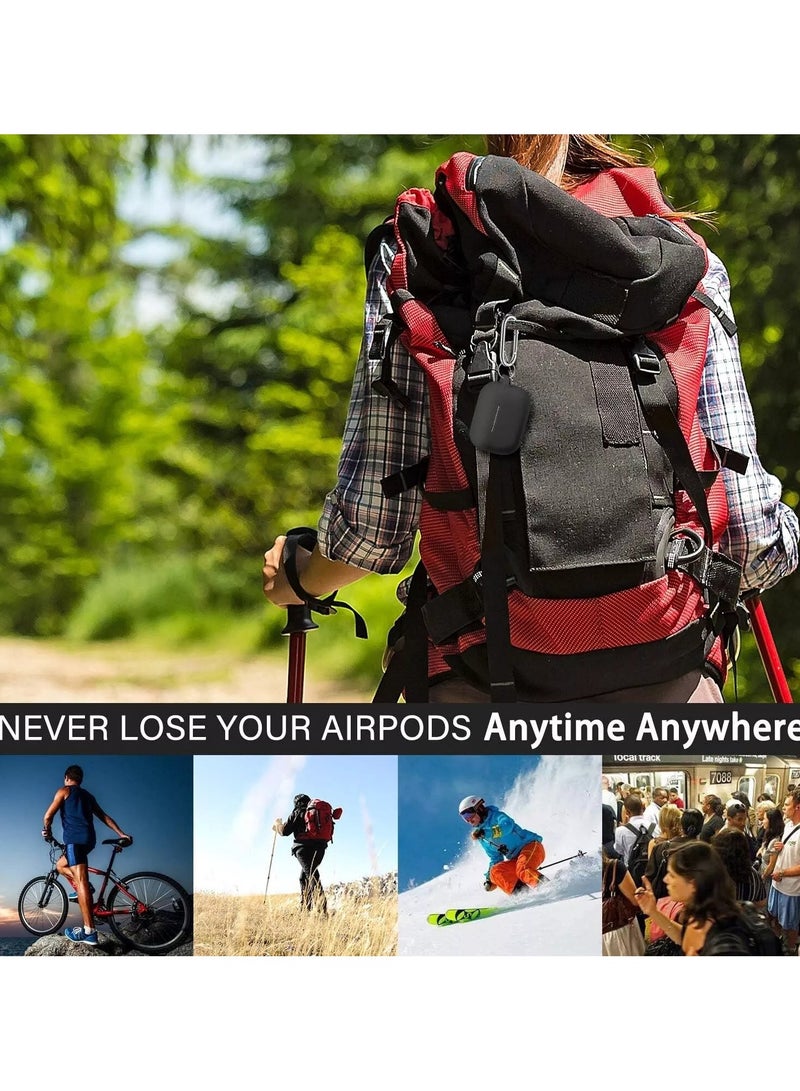 Silicone Shockproof Protective Case Cover for AirPods Pro, Black, Shock Resistant with a Durable Carabiner to Safely Attach AirPods to Handbags, Suitcases, Pants, Keychain Black - Image 3