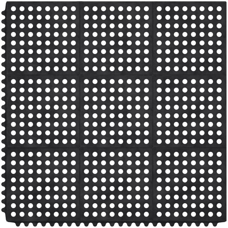 Ottomanson Heavy Duty Rubber Floor Mat  NonSlip Waterproof Easy to Clean  AntiFatigue Mat for Commercial Kitchens Restaurants Workshops  Oil Resistant Hose Washable  36 x 36 Black