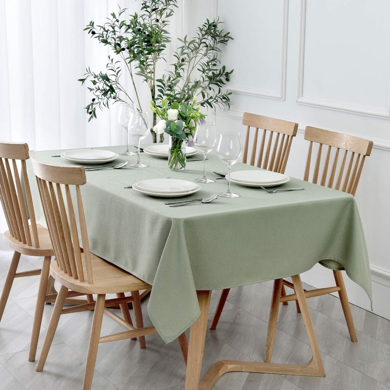 maxmill Rectangle Textured Tablecloth Waterproof Spillproof Wrinkle Free Table Cloth, Kitchen Dining Tabletop Decoration, Fabric Table Cover for Outdoor and Indoor Use, 52 x 70 Inch, Sage Green - Image 1