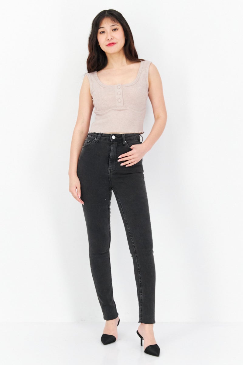 Weekday Women Skinny Fit Plain Stretchable Denim, Black - Image 4