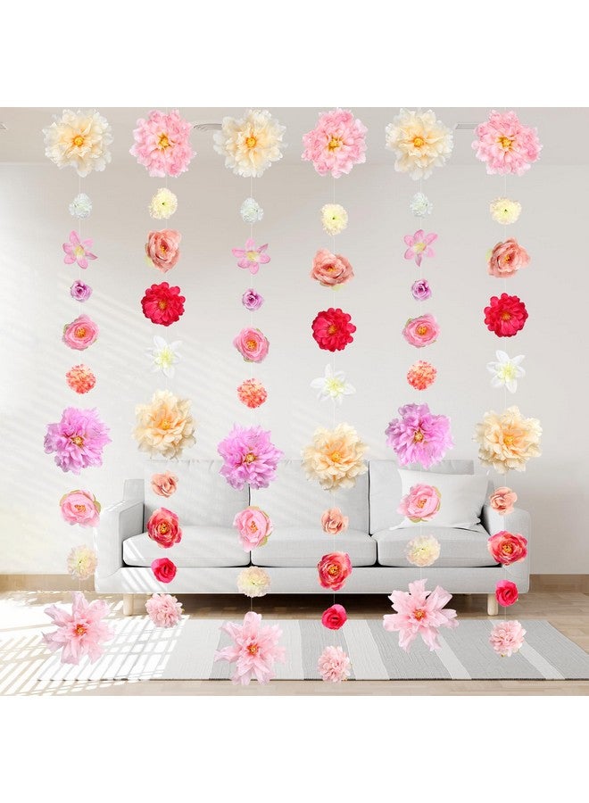 K KUMEED 6 PCS Artificial Rose Flowers Hanging Decorations,13 FT Dangling Fake Rose with Hooks Spring Party Decorations for Wedding Party Background Birthday Baby Shower Home Flower Garden Themed - Image 1