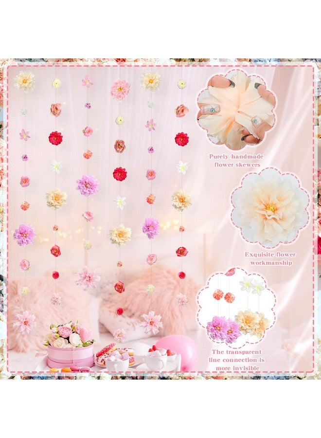 K KUMEED 6 PCS Artificial Rose Flowers Hanging Decorations,13 FT Dangling Fake Rose with Hooks Spring Party Decorations for Wedding Party Background Birthday Baby Shower Home Flower Garden Themed - Image 3