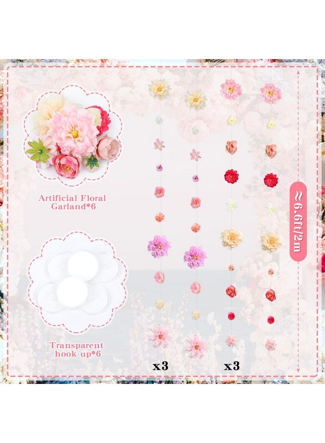 K KUMEED 6 PCS Artificial Rose Flowers Hanging Decorations,13 FT Dangling Fake Rose with Hooks Spring Party Decorations for Wedding Party Background Birthday Baby Shower Home Flower Garden Themed - Image 2