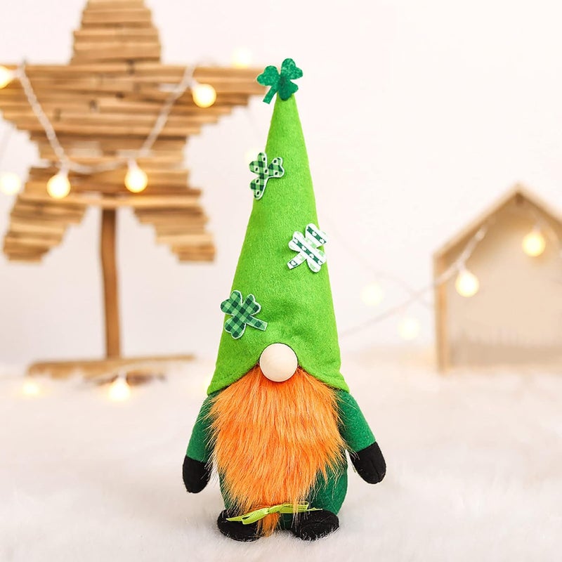 cheekyglo St. Patrick Doll Pendant, Irish Faceless Doll Rudolph Ornaments, Home Holiday Dwarf Decoration Doll, Spring Gnome Lucky Clover Hanging Ornament, Holiday Window Decoration - Image 1