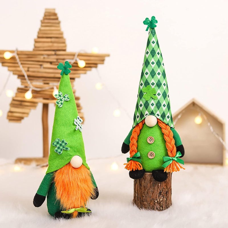 cheekyglo St. Patrick Doll Pendant, Irish Faceless Doll Rudolph Ornaments, Home Holiday Dwarf Decoration Doll, Spring Gnome Lucky Clover Hanging Ornament, Holiday Window Decoration - Image 4