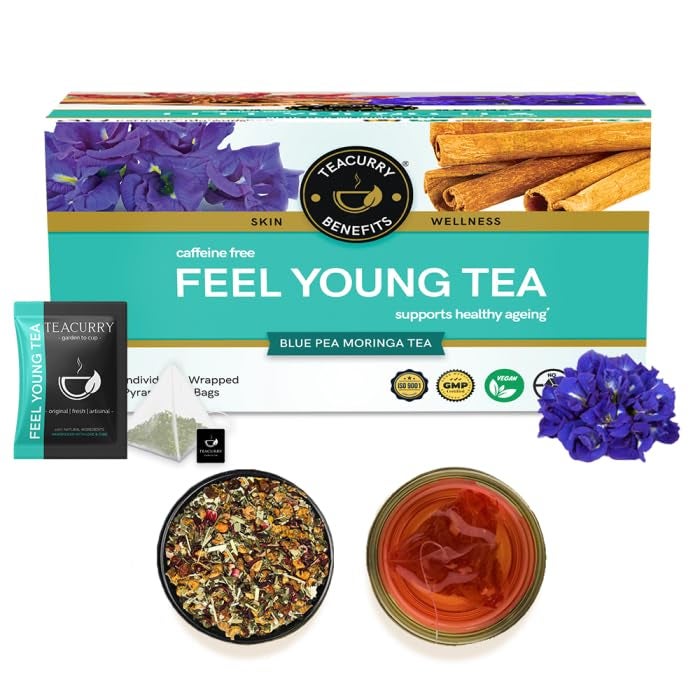 TEACURRY Anti Ageing Tea (1 Months Pack, 30 Tea Bags) - Helps in Wrinkles, Skin Glow, Hair Care, Premature Ageing - Anti Ageing Tea for Women - Herbal Tea for Skin - Feel Young Tea - Image 2