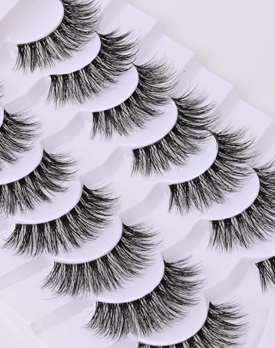 Onlyall False Eyelashes Natural Lashes Wispy Lashes Natural Look False Eyelashes Natural Flared Eyelashes False Eye Lashes Fluffy Lashes 7 Pairs A28 - Image 5