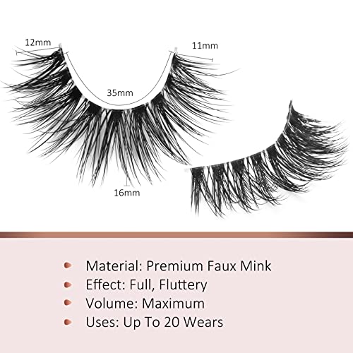 Onlyall False Eyelashes Natural Lashes Wispy Lashes Natural Look False Eyelashes Natural Flared Eyelashes False Eye Lashes Fluffy Lashes 7 Pairs A28 - Image 4