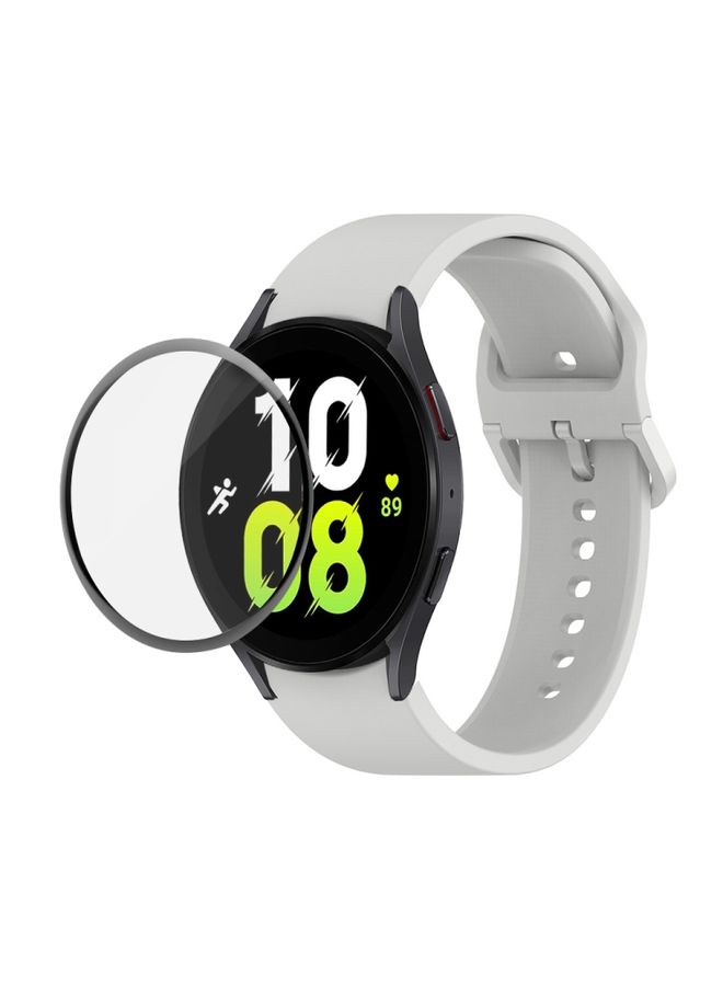 Replacement Strap For Samsung Galaxy Watch5 40mm JUNSUNMAY Silicone Adjustable Strap + Full Coverage PMMA Screen Protector Kit Grey