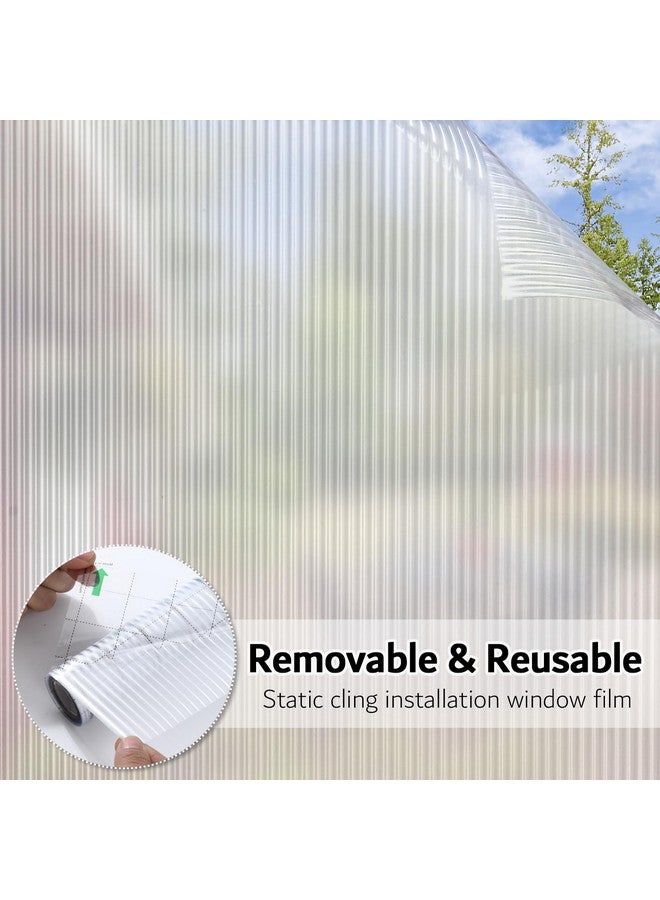 VELIMAX VELIMAX Reeded Glass Privacy Film, Frosted Window Vinyl, 3D Decorative Window Decals Non Adhesive for Bathroom Living Room 29.5x78.7 inches  - Image 5
