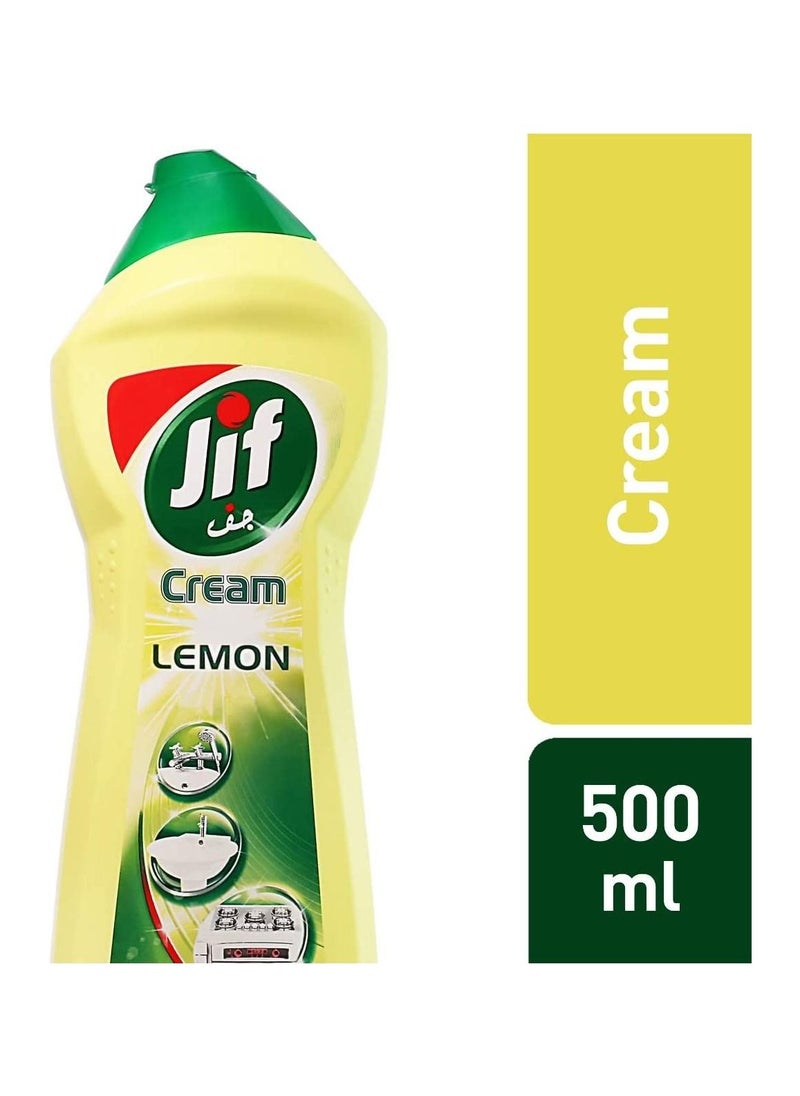 Jif Pack of 2 Lemon Cream Cleaner With Micro Crystals Yellow 500 ml  - Image 4
