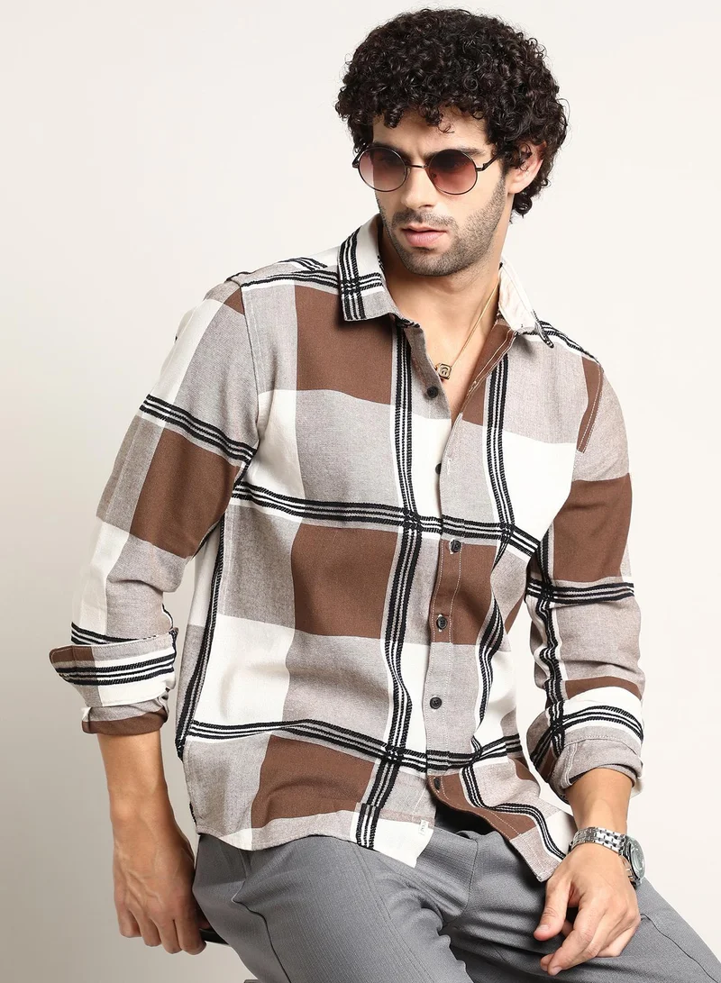 كامبوس سوترا قميص رجالي بني متداخل من جلد الجاموس