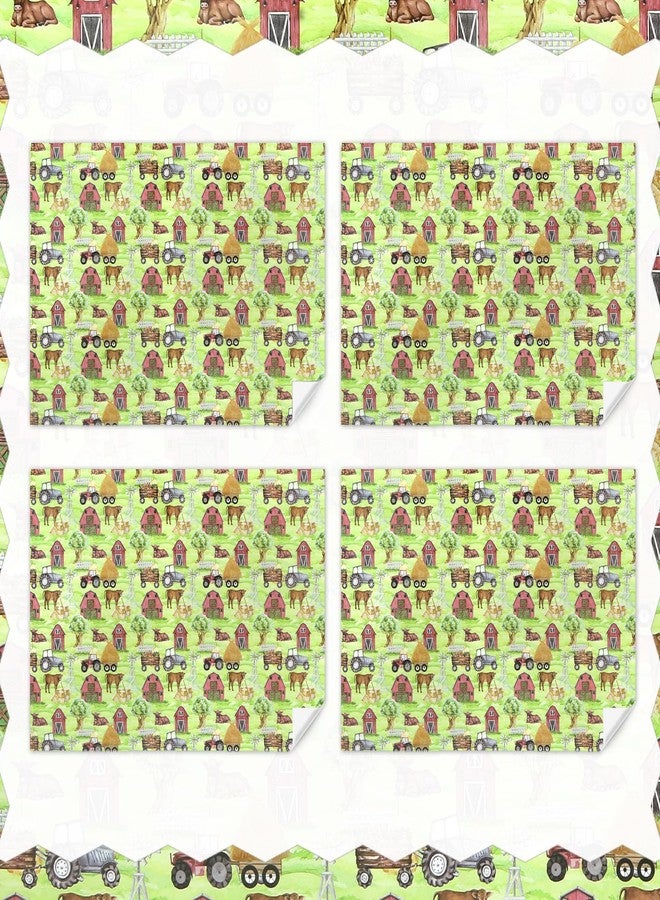 Geluode Farm Cow Wrapping Paper, Cute Cow Farmhouse Barn Animal and Tractor Watercolor Gift Wrap Paper - 4 Sheets Folded Flat 20x28 inches Gift Wrap for Kids Boys Girls Baby Shower Birthday Party - Image 3