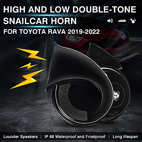 Autorder Car Horn Kit for Toyota RAV4 2025 2024 2023 2022 2021 2020 2019 Accessories 12V Snail Horn Waterproof High Low Tone Car Trumpet Replacement (Black) - Image 2