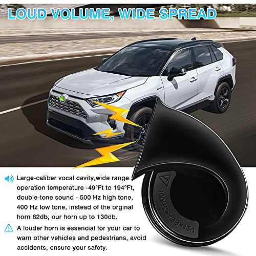 Autorder Car Horn Kit for Toyota RAV4 2025 2024 2023 2022 2021 2020 2019 Accessories 12V Snail Horn Waterproof High Low Tone Car Trumpet Replacement (Black) - Image 4