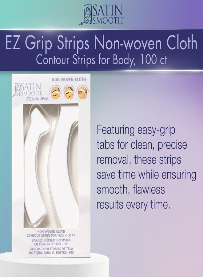 Satin Smooth EZ Grip Non-Woven Wax Strips for Face & Body - Contour Facial Wax Strips Hair Removal, Waxing Strip for Women, 100 ct - Image 3