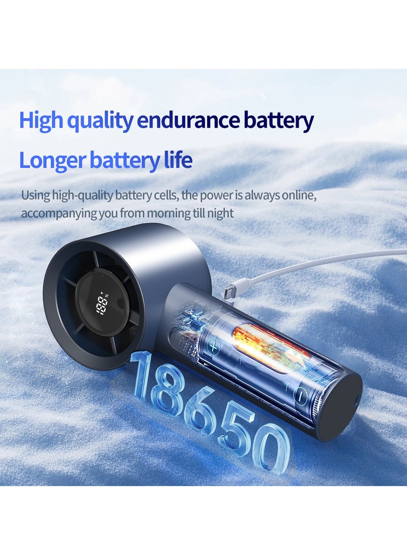 Portable handheld fan, up to 7 hours of ultra-long battery life, 4000mAh battery, 100-level high-speed adjustment, smart LED digital display handheld fan, ultra-fast air supply, instant cooling, cooling the whole body in 1 second, hurricane-like mini air cannon, suitable for various scenarios, is a perfect companion for travel, office, home, and outdoor activities. Gray purple  - Image 3