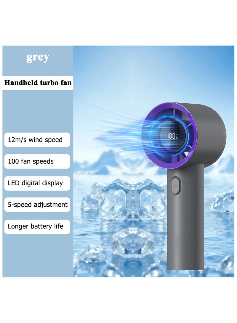 Portable Handheld Fan, 4000mAh Rechargeable Battery, 7H Max Cooling, 100-Speed Adjustable Turbo Fan with LED Digital Display, Strong Airflow Mini Pocket Fan for Travel, Office, Outdoor - Image 1