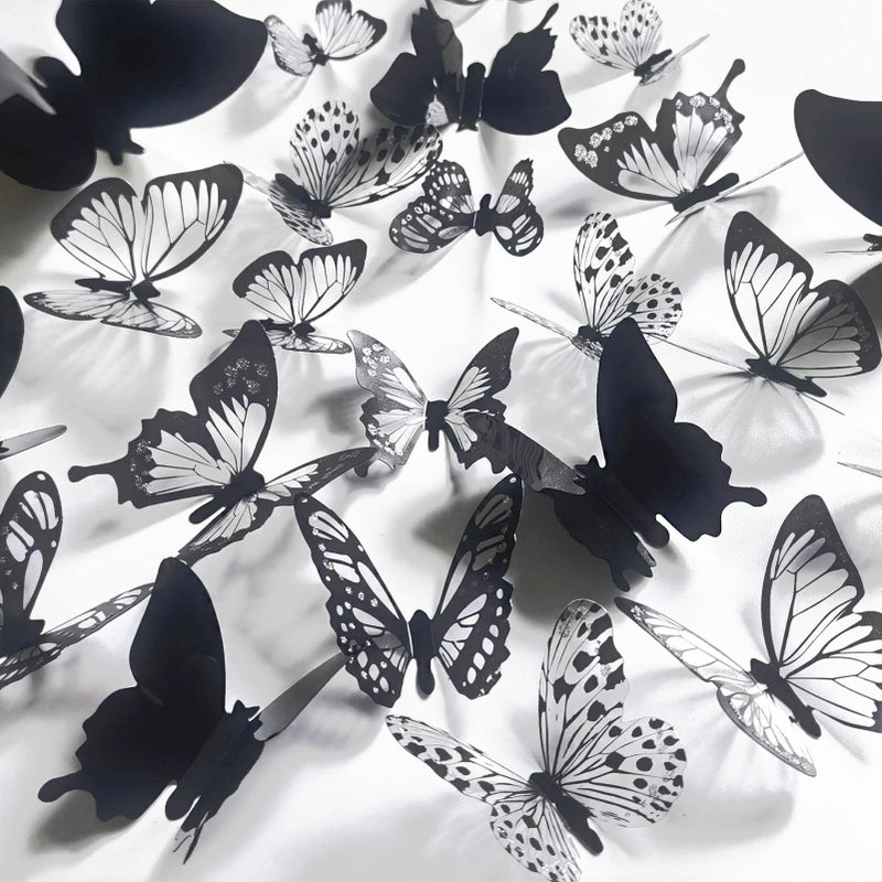 إي ونج Ewong 3D Butterfly Wall Decor - 66pcs Black Butterfly Decoration Decorations Cake Cake - - Image 1