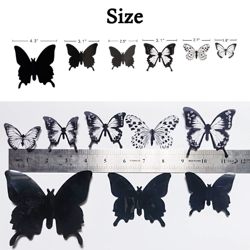 إي ونج Ewong 3D Butterfly Wall Decor - 66pcs Black Butterfly Decoration Decorations Cake Cake - - Image 4
