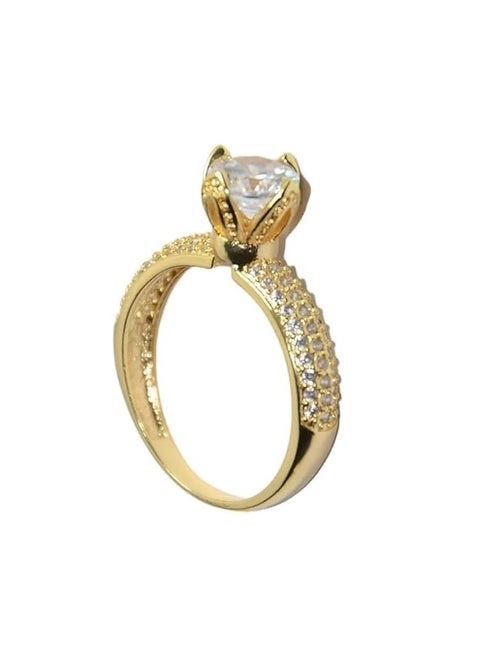 Fayruz Jewelry White Gold Plated Solitaire Ring for Women Cubic Zirconia - Promise Ring - All Occasion