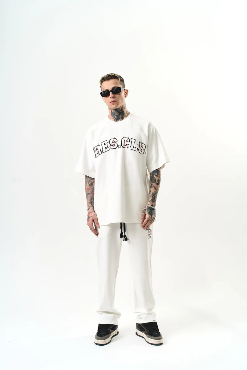 RESPIRE Men's Res Clb Text Oversize Tracksuit, Ecru