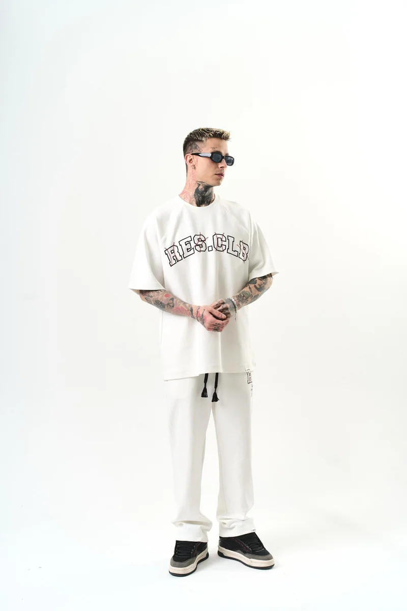 RESPIRE Men's Res Clb Text Oversize Tracksuit, Ecru