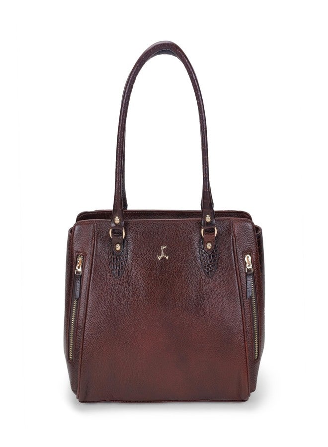 Mochi Women Brown Casual Leather Soft Body Zipper closure Solid Shoulder Bag (37-68) - Image 1