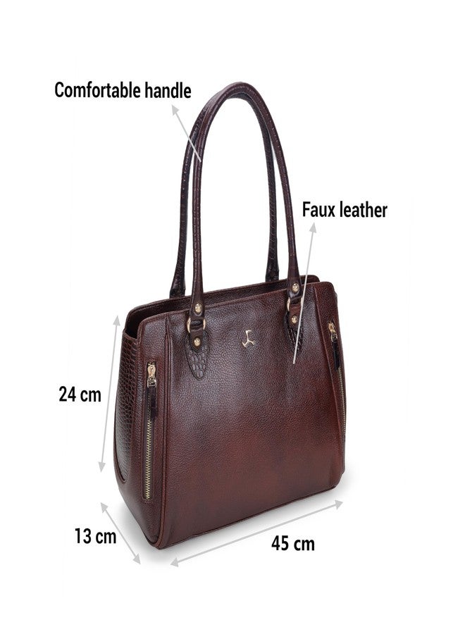 Mochi Women Brown Casual Leather Soft Body Zipper closure Solid Shoulder Bag (37-68) - Image 4