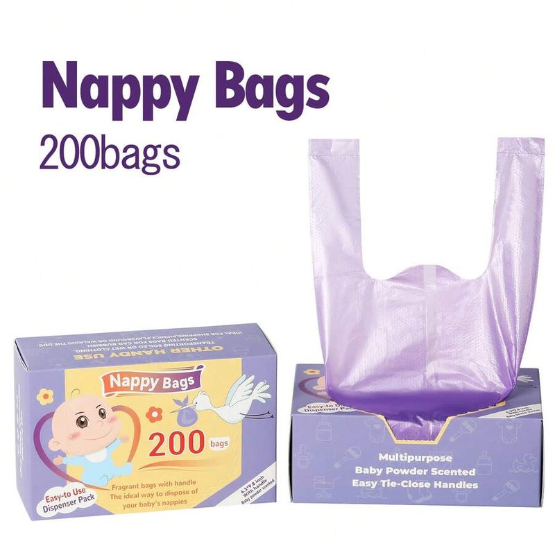 200/100pcs Scented Diaper Disposal Bags Diaper Waste Bags Thickened Vest-Style Portable Trash Bags Diaper  Disposal - Image 1