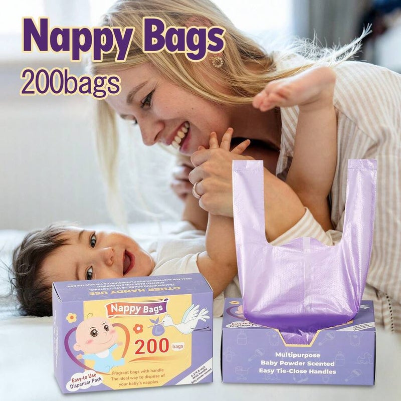 200/100pcs Scented Diaper Disposal Bags Diaper Waste Bags Thickened Vest-Style Portable Trash Bags Diaper  Disposal - Image 2