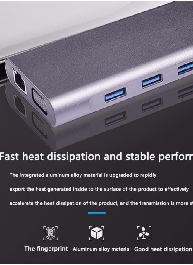 8-in-1 USB C Hub Multiport Adapter – Featuring 4K HDMI Output, Power Delivery Charging, 8 Ports, and an SD Card Reader, Perfectly Tailored for Mac, MacBook Pro, iPad, XPS, and Surface