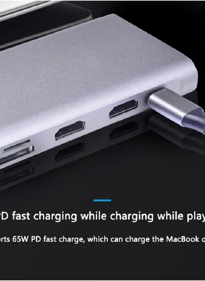 8-in-1 USB C Hub Multiport Adapter – Featuring 4K HDMI Output, Power Delivery Charging, 8 Ports, and an SD Card Reader, Perfectly Tailored for Mac, MacBook Pro, iPad, XPS, and Surface