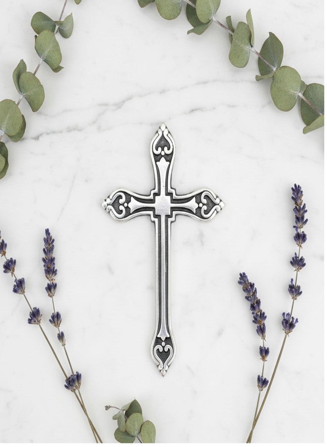 Castleore Easy Wall Hanging Home Decor Religious Christian Crosses for Wall | Best for Home, Office and As Gift | Size L 9.6 W 6.5 | (Antique Silver) - Image 1